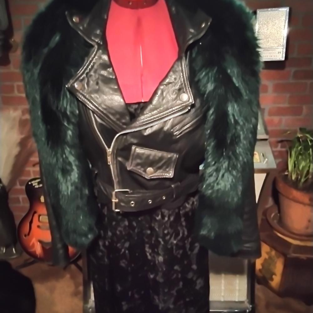 Wilsons Leather Black and Dark Green Jacket